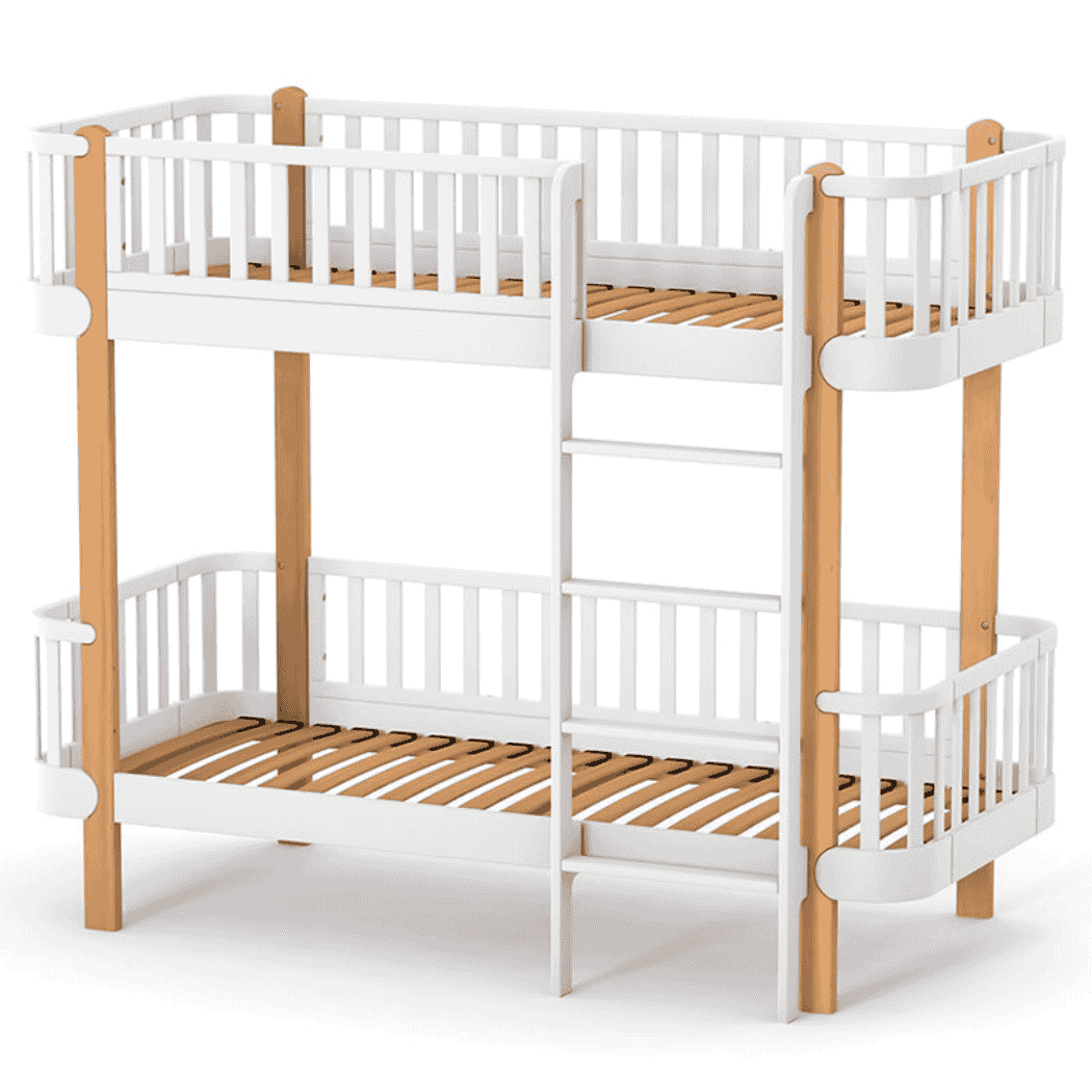 Patrová postel pro Teenagery Zukko 190 Gekko Kids, Bílá / Přírodní buk